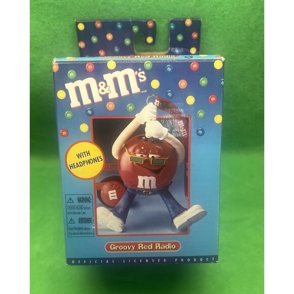 M&Ms Old‎ School Radio With Headphones Collectible Groovy Red M&M Parts Only - Picture 1 of 9